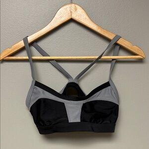 Athleta Black Gray Strappy Swim/Sport Top Size XS